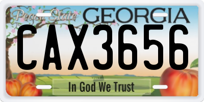 GA license plate CAX3656