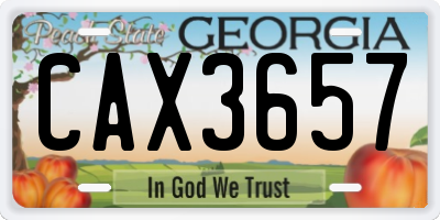 GA license plate CAX3657