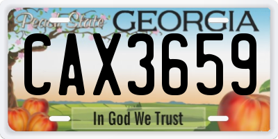 GA license plate CAX3659