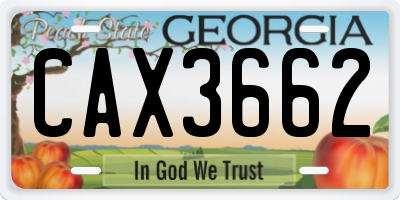 GA license plate CAX3662