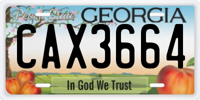 GA license plate CAX3664