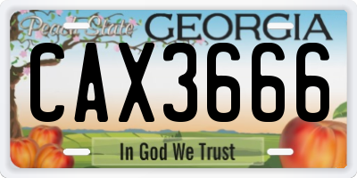 GA license plate CAX3666