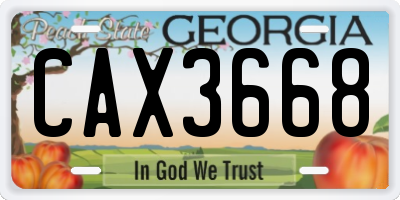 GA license plate CAX3668