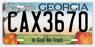 GA license plate CAX3670