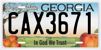 GA license plate CAX3671