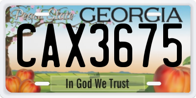 GA license plate CAX3675