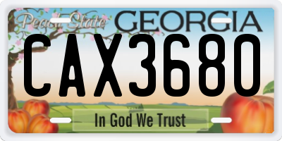 GA license plate CAX3680