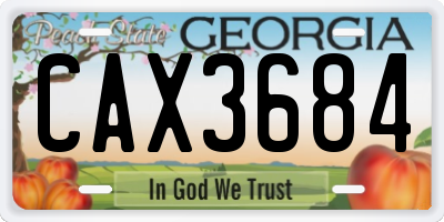 GA license plate CAX3684