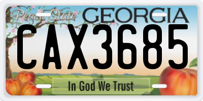 GA license plate CAX3685