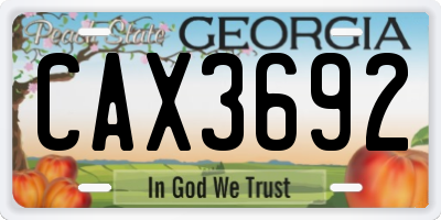 GA license plate CAX3692