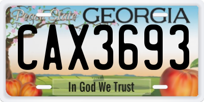 GA license plate CAX3693