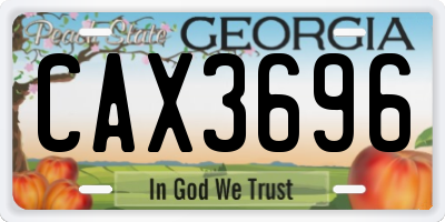 GA license plate CAX3696