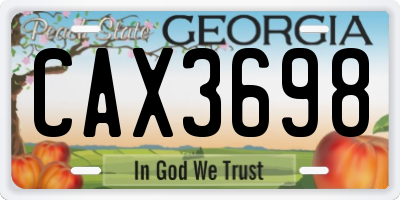 GA license plate CAX3698