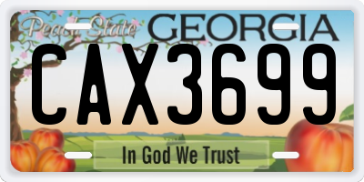 GA license plate CAX3699