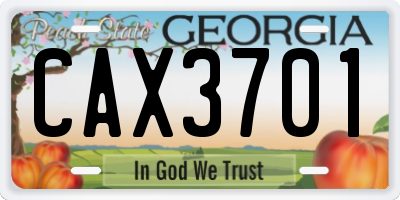 GA license plate CAX3701