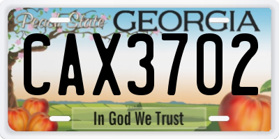 GA license plate CAX3702