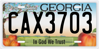 GA license plate CAX3703