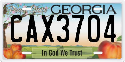 GA license plate CAX3704