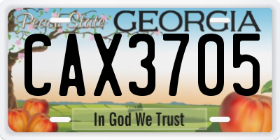 GA license plate CAX3705