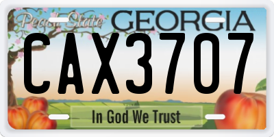 GA license plate CAX3707