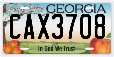 GA license plate CAX3708