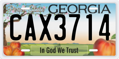 GA license plate CAX3714