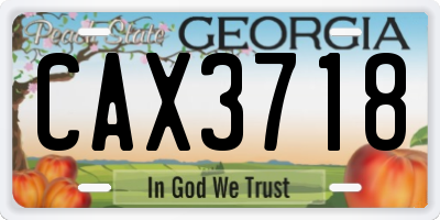 GA license plate CAX3718