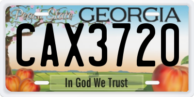 GA license plate CAX3720