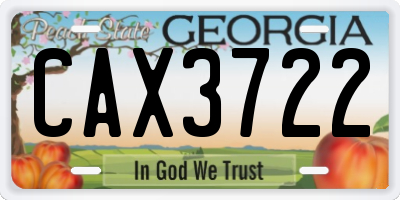 GA license plate CAX3722