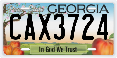 GA license plate CAX3724