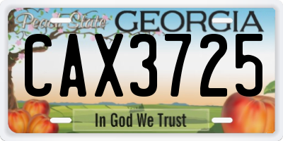 GA license plate CAX3725