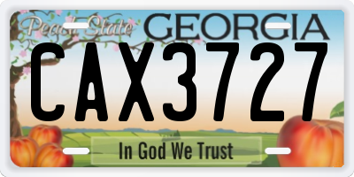 GA license plate CAX3727