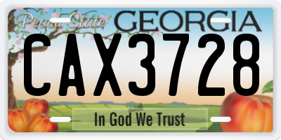 GA license plate CAX3728