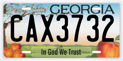 GA license plate CAX3732