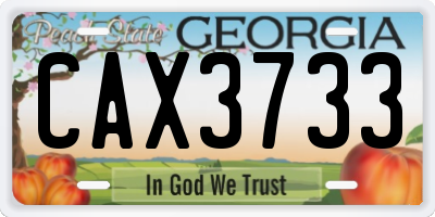 GA license plate CAX3733