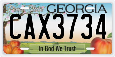 GA license plate CAX3734