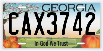 GA license plate CAX3742