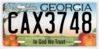 GA license plate CAX3748