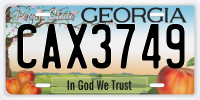 GA license plate CAX3749