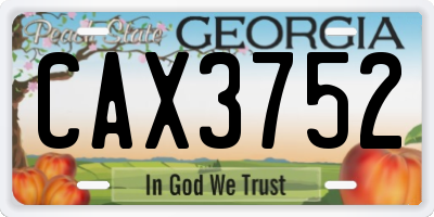 GA license plate CAX3752