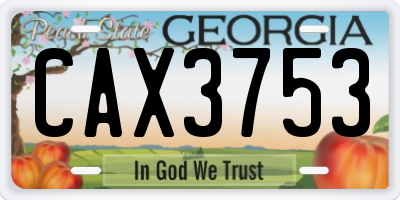 GA license plate CAX3753