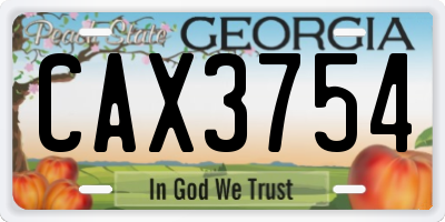 GA license plate CAX3754