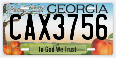 GA license plate CAX3756