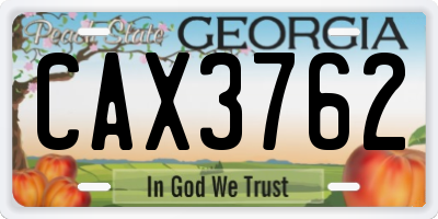 GA license plate CAX3762