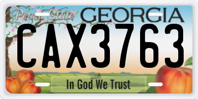 GA license plate CAX3763