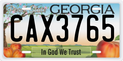 GA license plate CAX3765