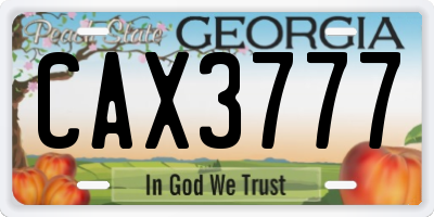 GA license plate CAX3777