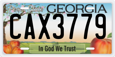 GA license plate CAX3779