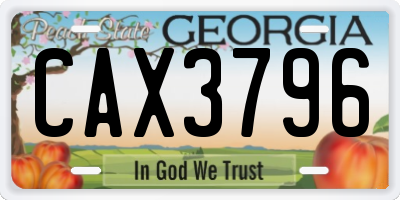 GA license plate CAX3796