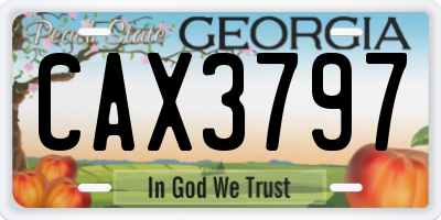 GA license plate CAX3797